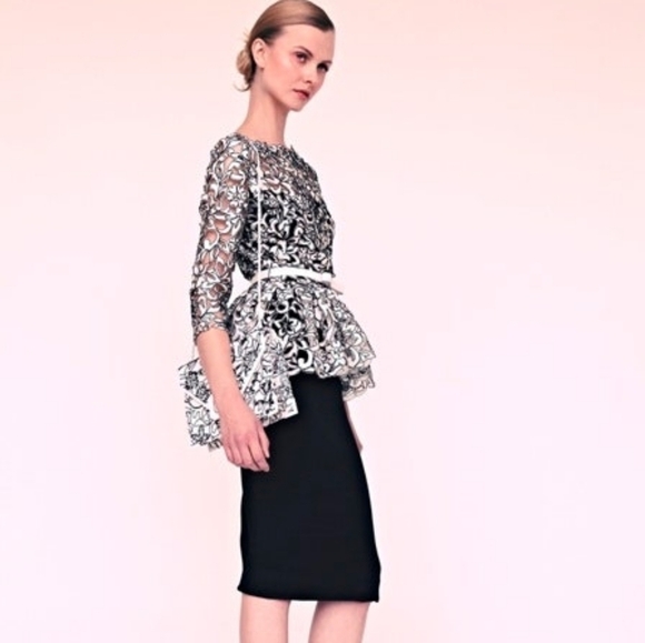 Black Lace Silver Peplum Top Size Small - Picture 7 of 7